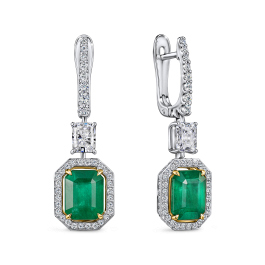 Серьги с бриллиантами и изумрудами