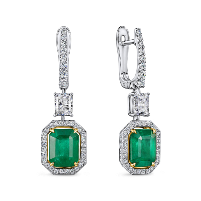 Серьги с бриллиантами и изумрудами - фото 1 Серьги с бриллиантами и изумрудами - фото 1