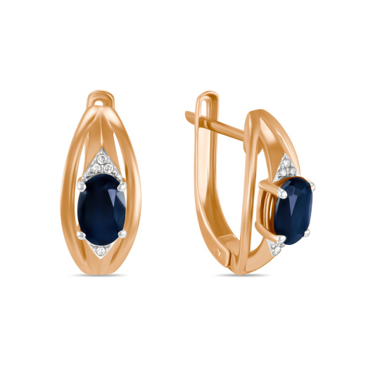 Серьги с бриллиантами и цветными сапфирами