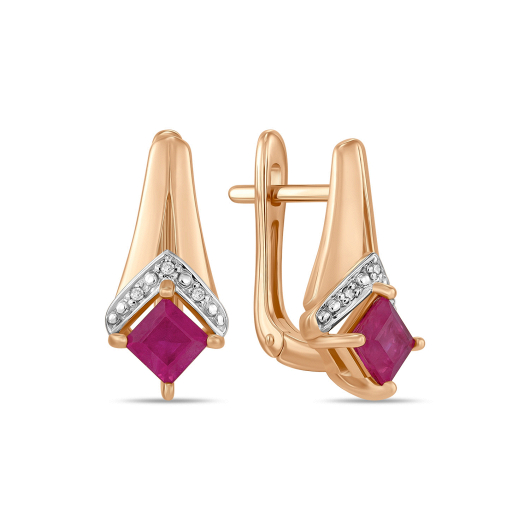 Серьги с бриллиантами и рубинами