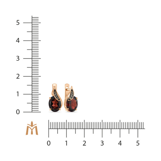 Серьги с гранатом и фианитами