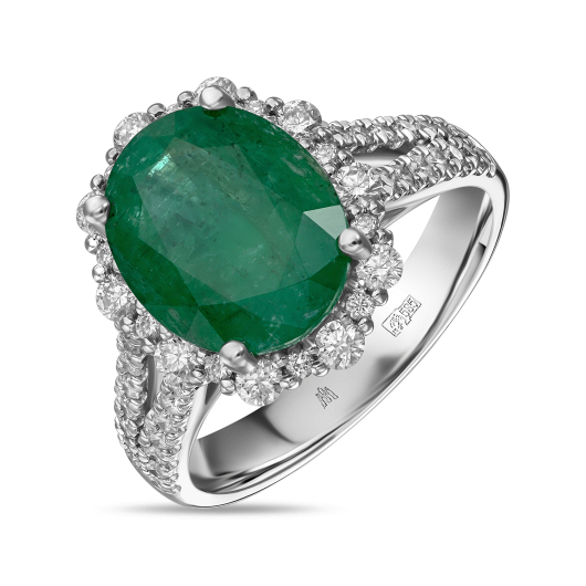 Кольцо с бриллиантами и изумрудом