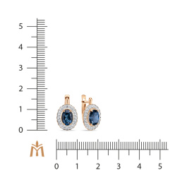 Серьги с лондон топазом и фианитами