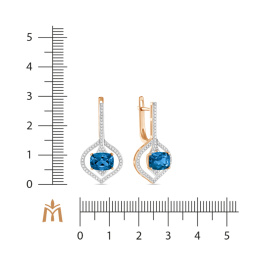 Серьги с топазом и бриллиантами