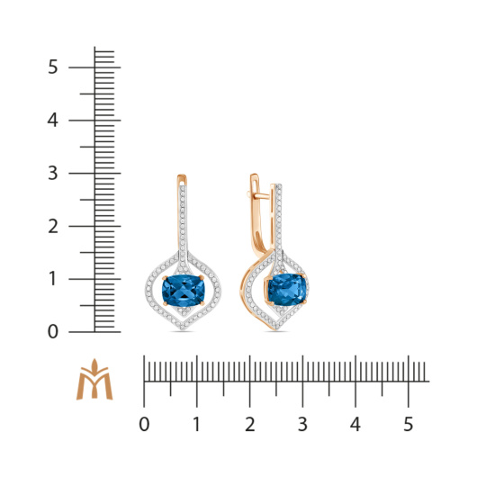 Серьги с топазом и бриллиантами