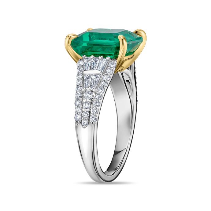 Кольцо с бриллиантом и изумрудом - фото 2