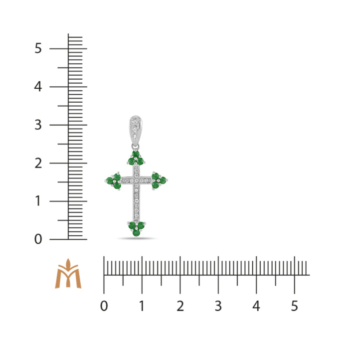 Крест с изумрудами и фианитом - фото 2