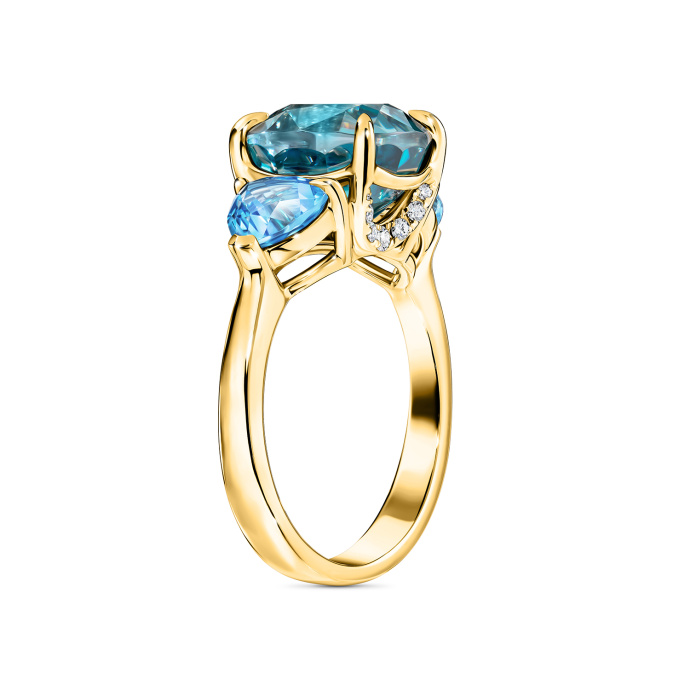 Кольцо с топазами, бриллиантами и цирконом - фото 2 Кольцо с топазами, бриллиантами и цирконом - фото 2