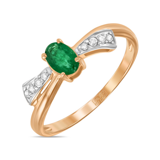 Кольцо с бриллиантами и изумрудом