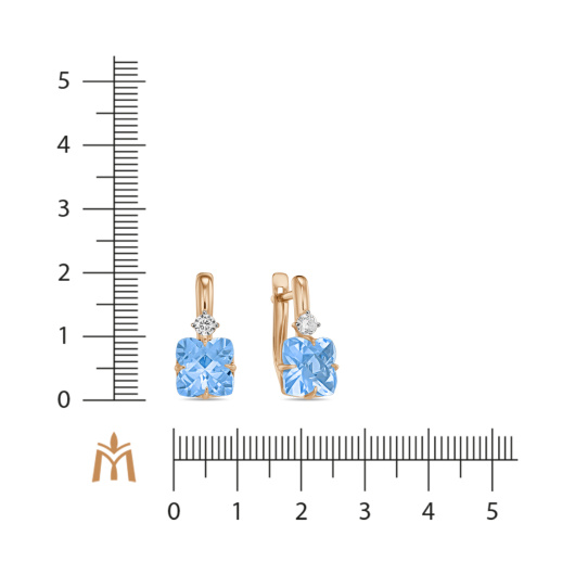 Серьги с фианитами и топазом