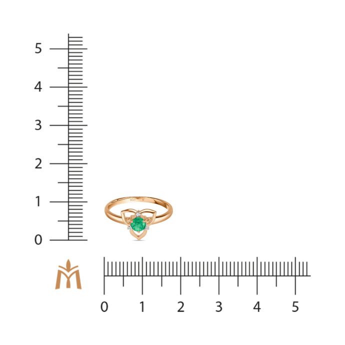 Кольцо с бриллиантами и изумрудом - фото 2
