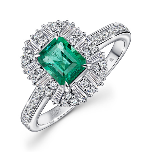 Кольцо с бриллиантами и изумрудом