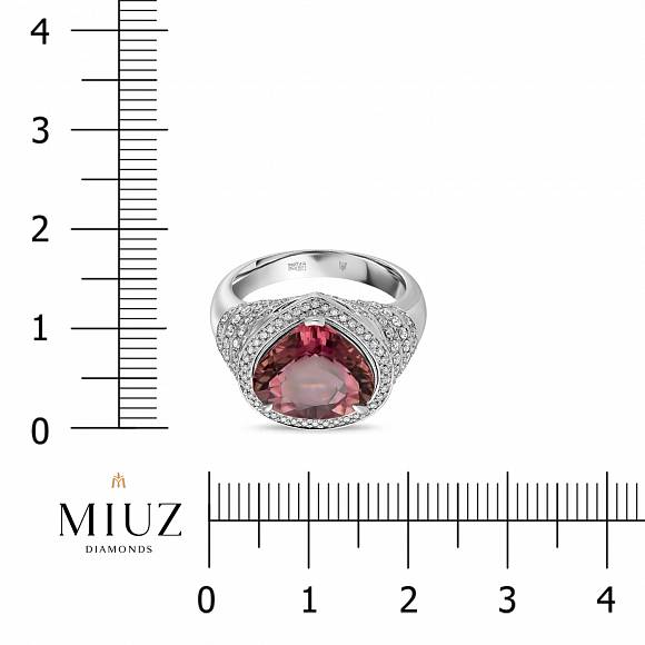 Кольцо c бриллиантами и турмалином