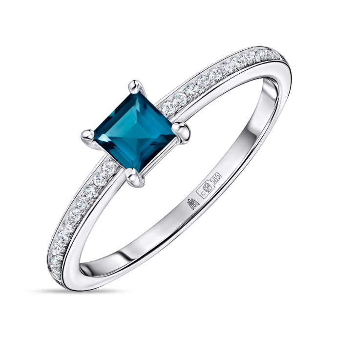 Кольцо с бриллиантами и лондон топазом - фото 1