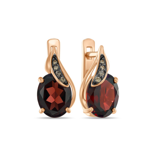 Серьги с гранатом и фианитами