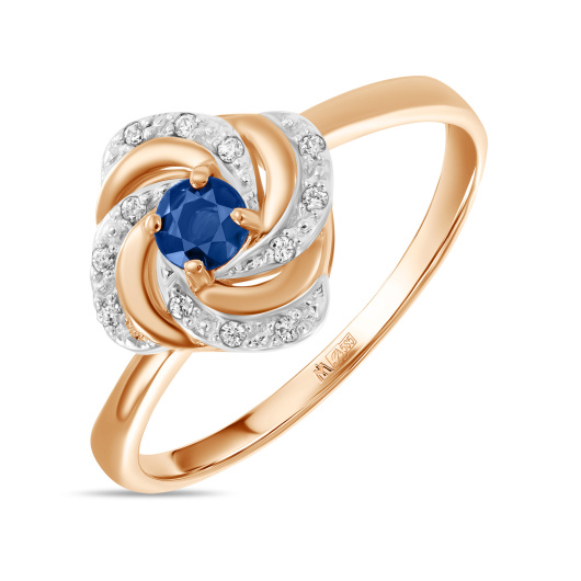 Кольцо с сапфиром и фианитом