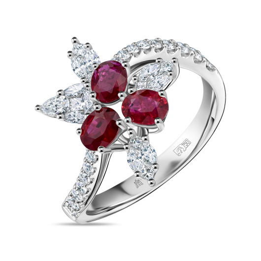 Кольцо с бриллиантами и рубинами