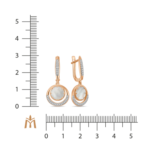 Серьги с перламутром и фианитами