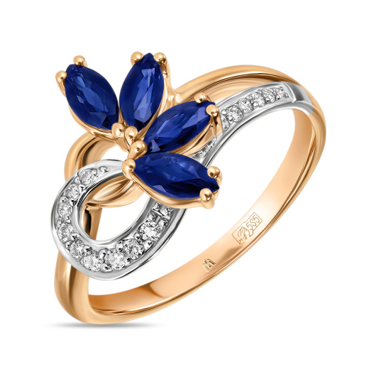 Кольцо с сапфирами и бриллиантами