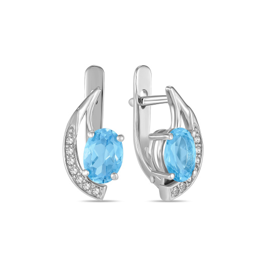 Серьги с топазом и бриллиантами