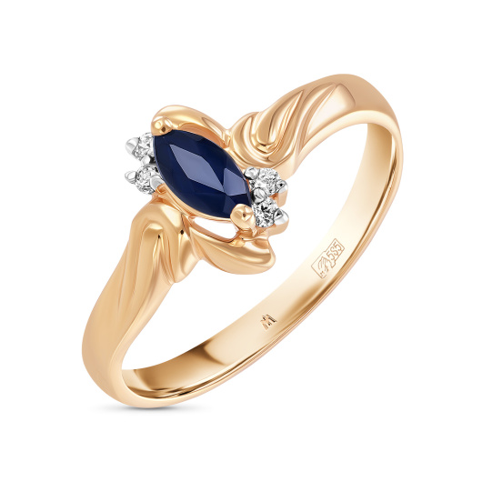 Кольцо с сапфиром и фианитом