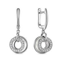 Серьги с перламутром и фианитами - фото 1