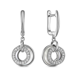 Серьги с перламутром и фианитами