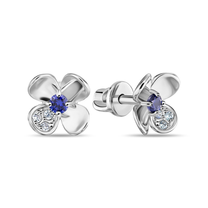 Серьги с корундом и фианитами - фото 1 Серьги с корундом и фианитами - фото 1