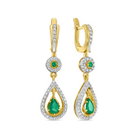 Серьги с бриллиантами и изумрудами - фото 1