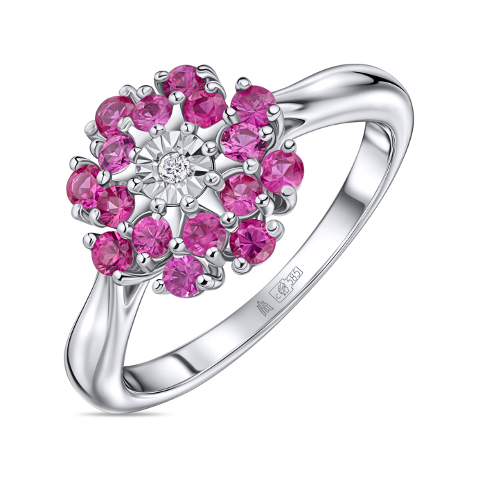 Кольцо с бриллиантом и рубинами - фото 1 Кольцо с бриллиантом и рубинами - фото 1