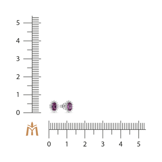Серьги с родолитами и фианитами