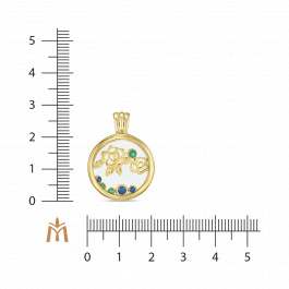 Подвеска с изумрудами, стеклом и сапфирами