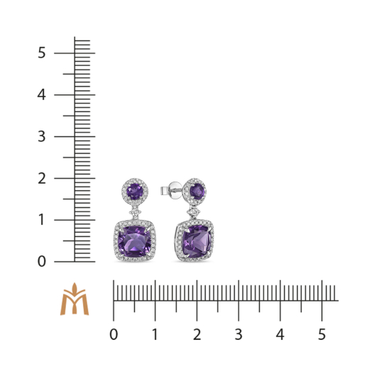 Серьги с бриллиантами и аметистами