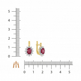 Серьги с бриллиантами и облагороженным рубином
