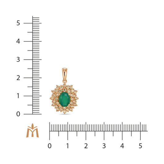 Подвеска с фианитами и агатом