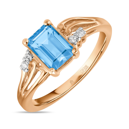 Кольцо с топазом и фианитом