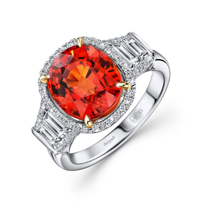 Кольцо с бриллиантами и спессартином - фото 1