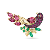 Брошь с агатами, родолитами и фианитами - фото 1 Брошь с агатами, родолитами и фианитами - фото 1