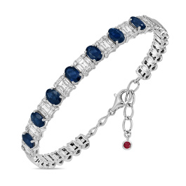 Браслет жесткий с бриллиантами, рубином и сапфирами