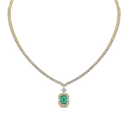 Колье с бриллиантами и изумрудом