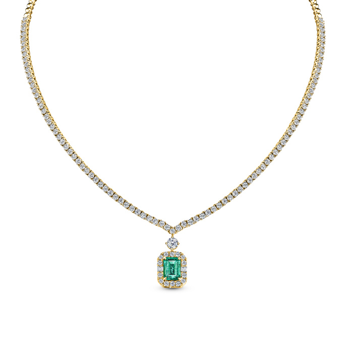 Колье с бриллиантами и изумрудом - фото 1 Колье с бриллиантами и изумрудом - фото 1