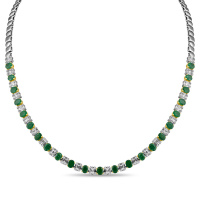 Колье с бриллиантами и изумрудами - фото 1