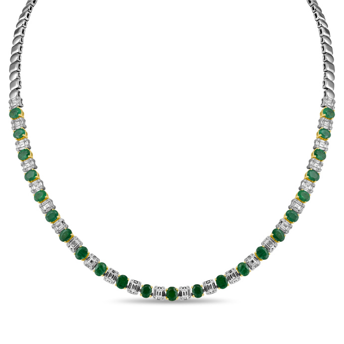 Колье с бриллиантами и изумрудами - фото 1