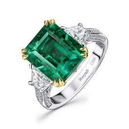 Кольцо с бриллиантами и изумрудом
