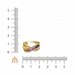 Кольцо с бриллиантами, цветными сапфирами и сапфирами