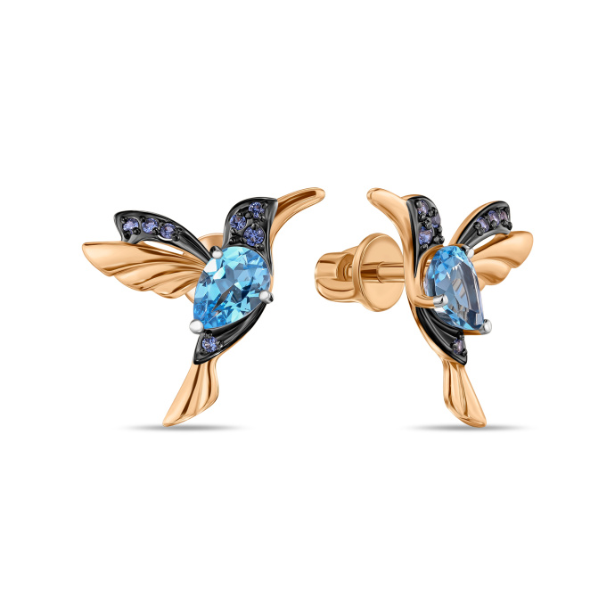 Серьги с топазами и фианитами - фото 1 Серьги с топазами и фианитами - фото 1