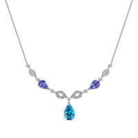 Колье с бриллиантами, танзанитами и цирконом - фото 1