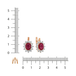 Серьги с облагороженным рубином и цветными сапфирами