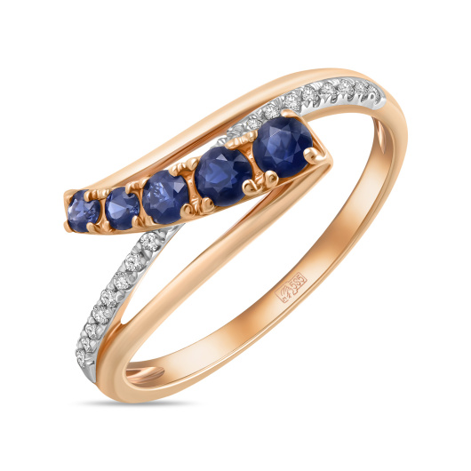 Кольцо с сапфирами и бриллиантами