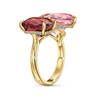 Кольцо с бриллиантом, морганитом и турмалином - фото 2